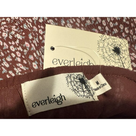 Everleigh Brown Floral Crinkle Mini Accordion Pleat Lace Cami Tank Top SZ M NEW - Picture 5 of 6